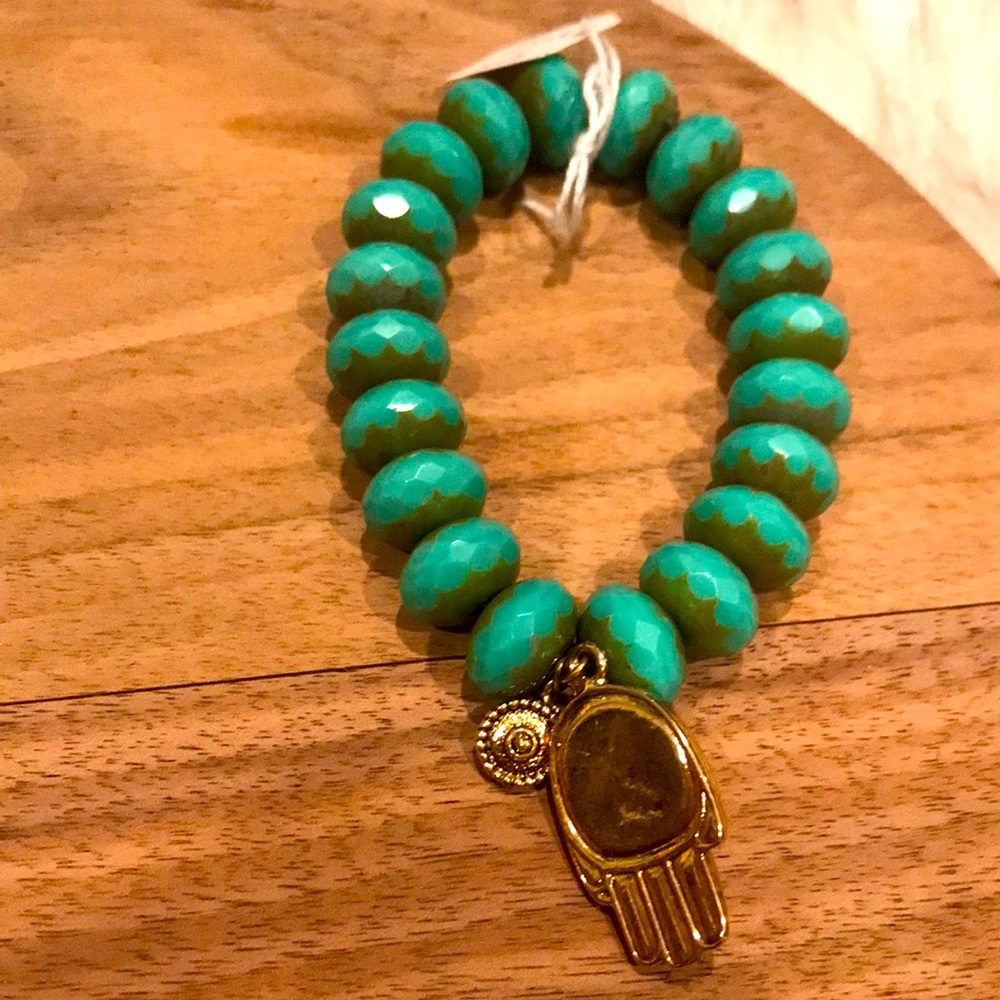 Beaded Hamsa and evil eye bracelet